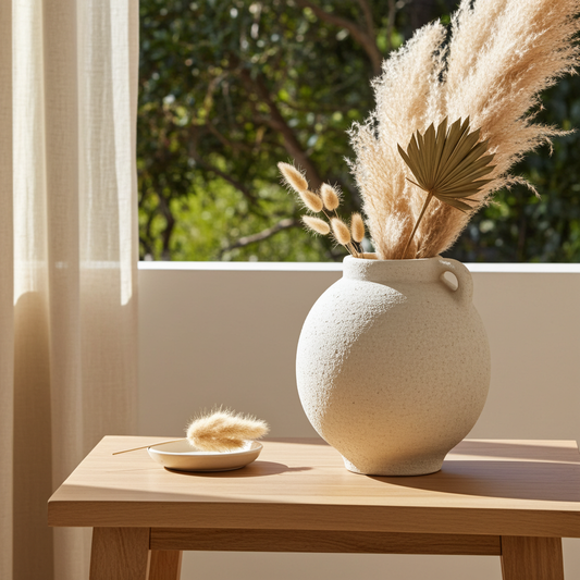 Terracotta vaas wit decoratieve vaas 24,5 cm