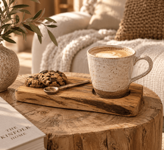 Acacia houten serveerplank met kopjeshouder – FSC 100% - Set van 2 - Youna Label