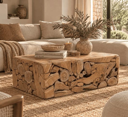 Rechthoekige salontafel van teakhout – 118 cm naturel - Youna Label