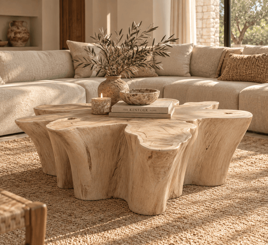 Teakhouten salontafel gebleekt – 98x98x45 cm - Youna Label