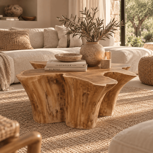Teakhouten salontafel naturel – 98x98x45 cm - Youna Label