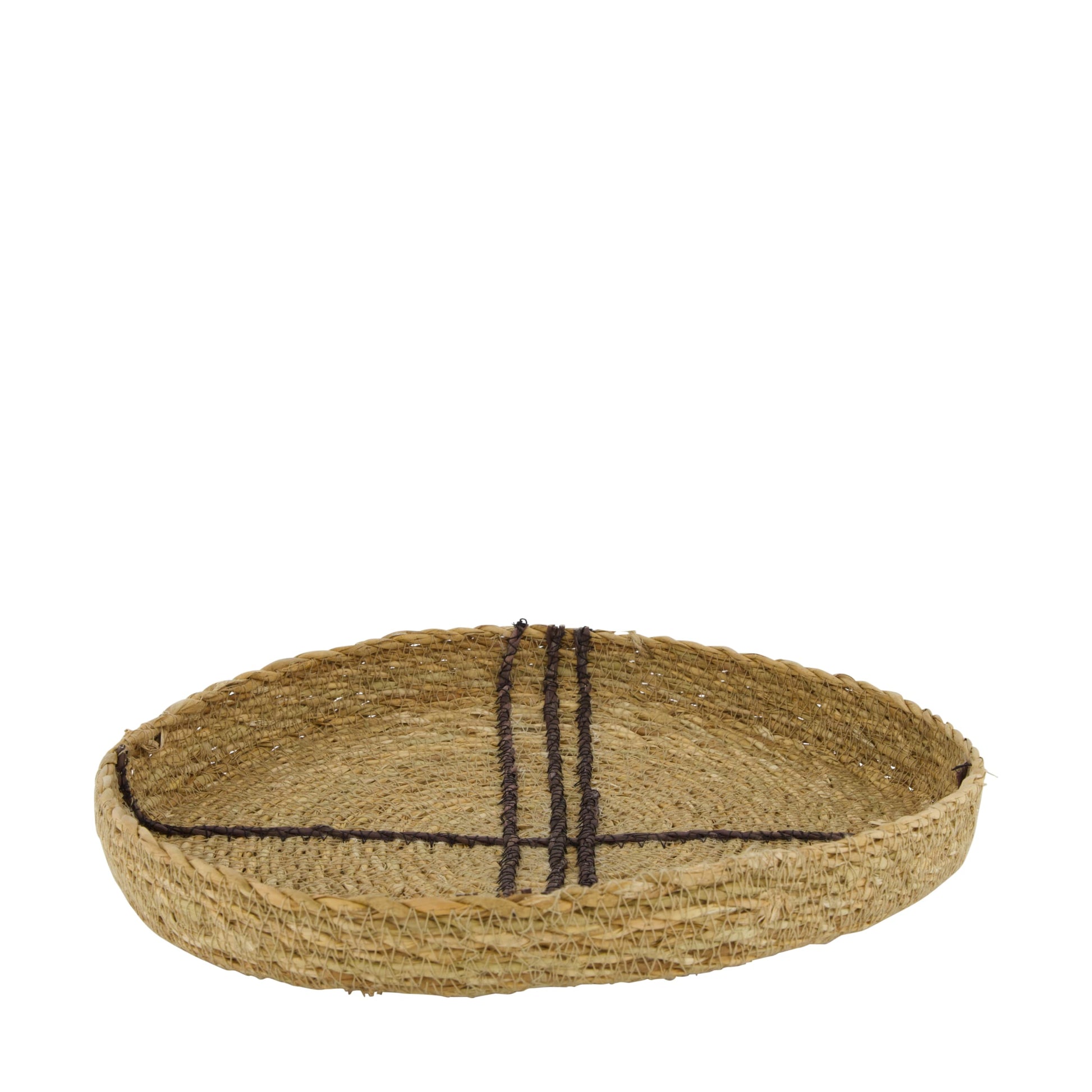 Rond zeegras dienblad naturel decoratief tray 28 cm