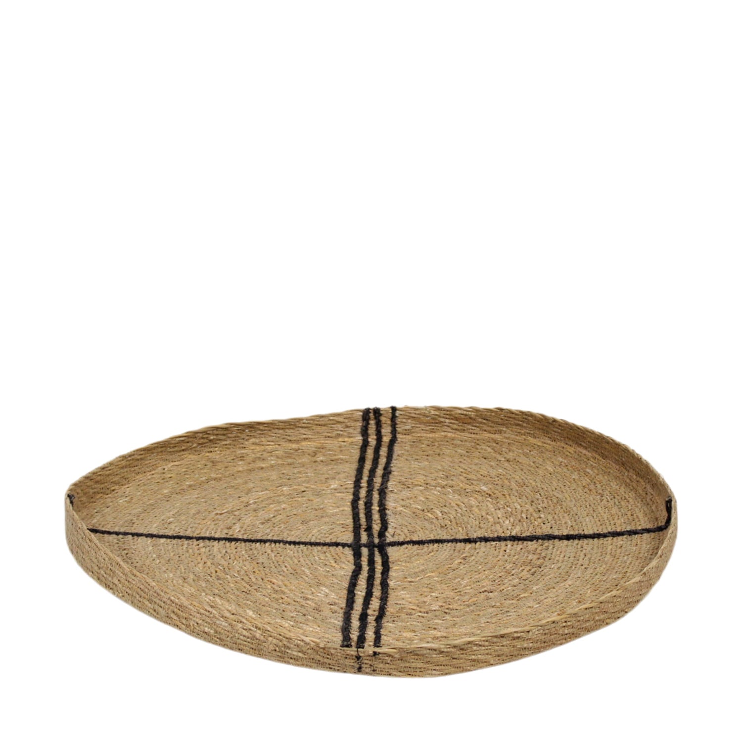 Groot rond zeegras dienblad naturel decoratief tray 58 cm
