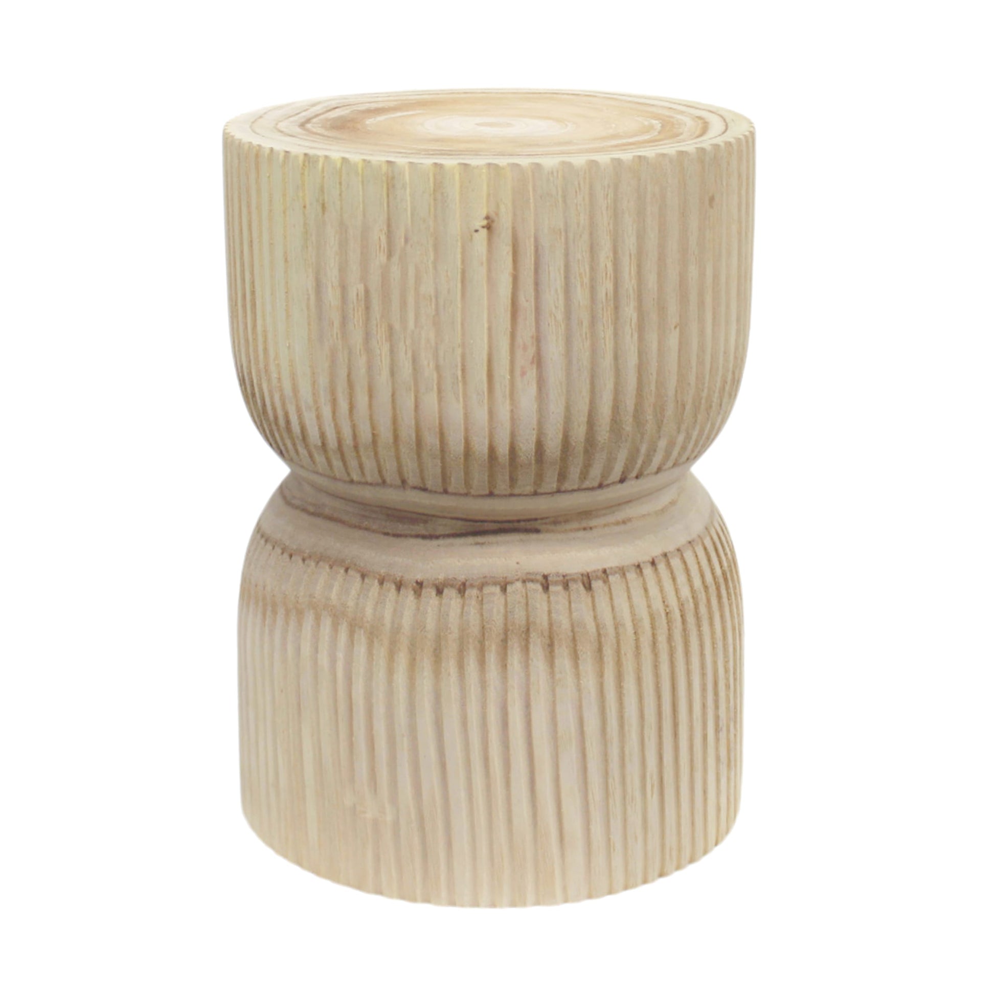 Gegraveerde bijzettafel paulowniahout naturel 38 cm