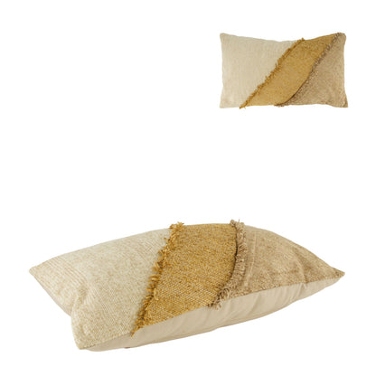 Gestreept kussen gerecycled katoen naturel zand 30x50 cm