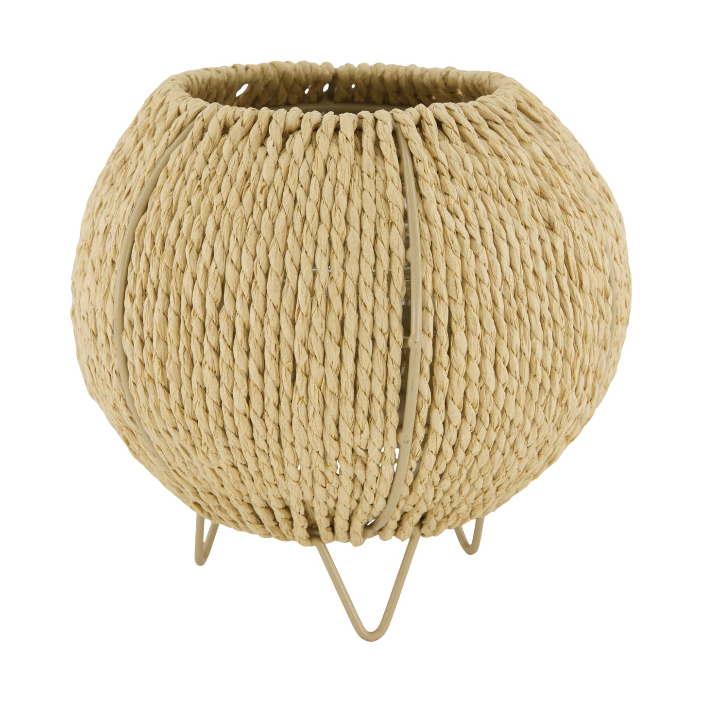 Papieren touw lantaarn met glas naturel 18 cm