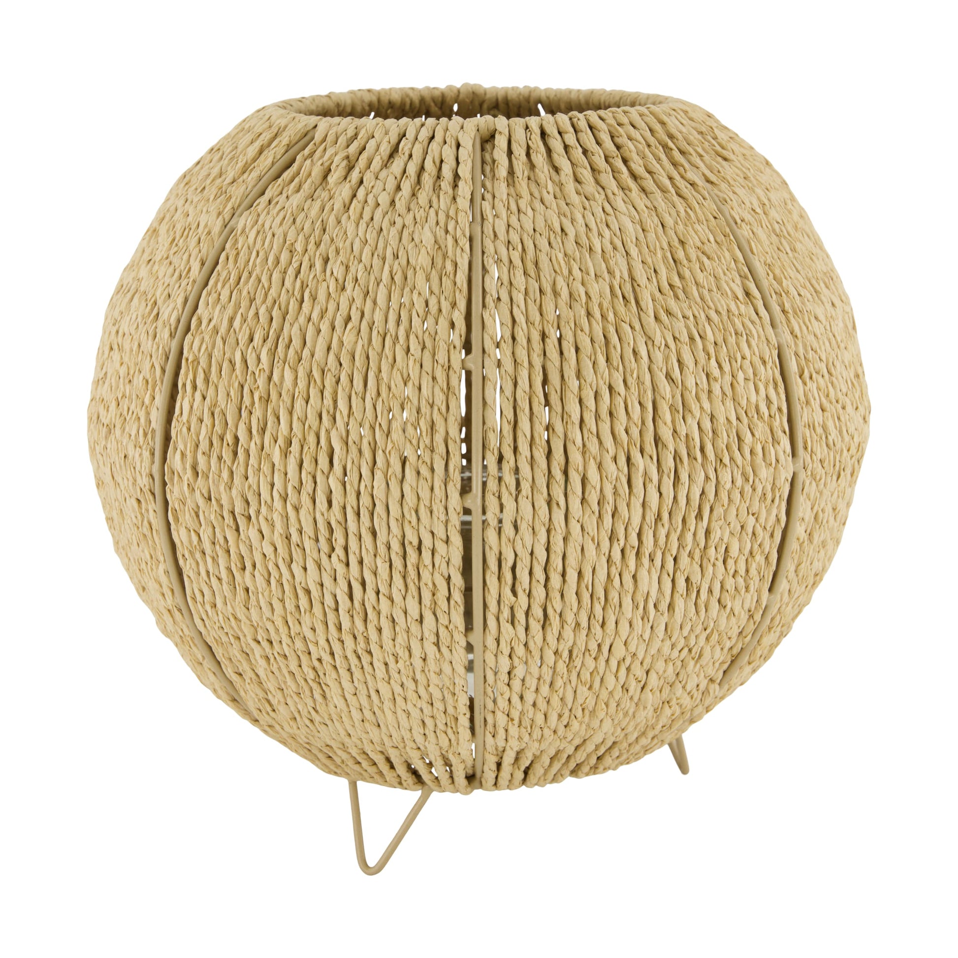 Papieren touw lantaarn met glas naturel 28 cm