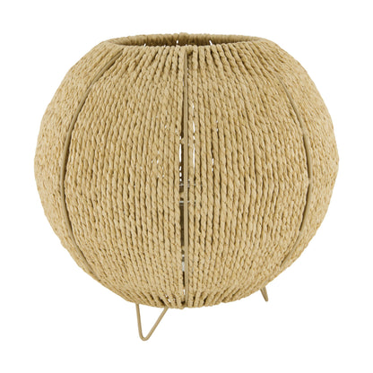 Papieren touw lantaarn met glas naturel 28 cm