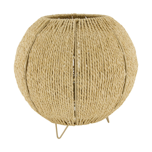 Papieren touw lantaarn met glas naturel 28 cm