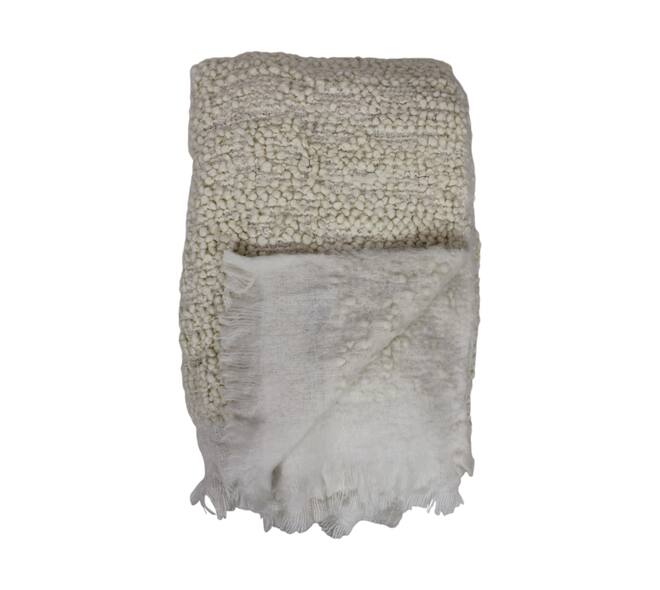 Bouclé plaid gebroken wit 125x150 cm zachte deken