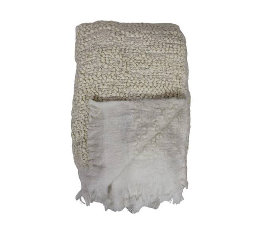 Bouclé plaid gebroken wit 125x150 cm zachte deken