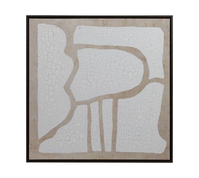 Minimalistische wanddecoratie canvas met lijst gebroken wit 70 cm