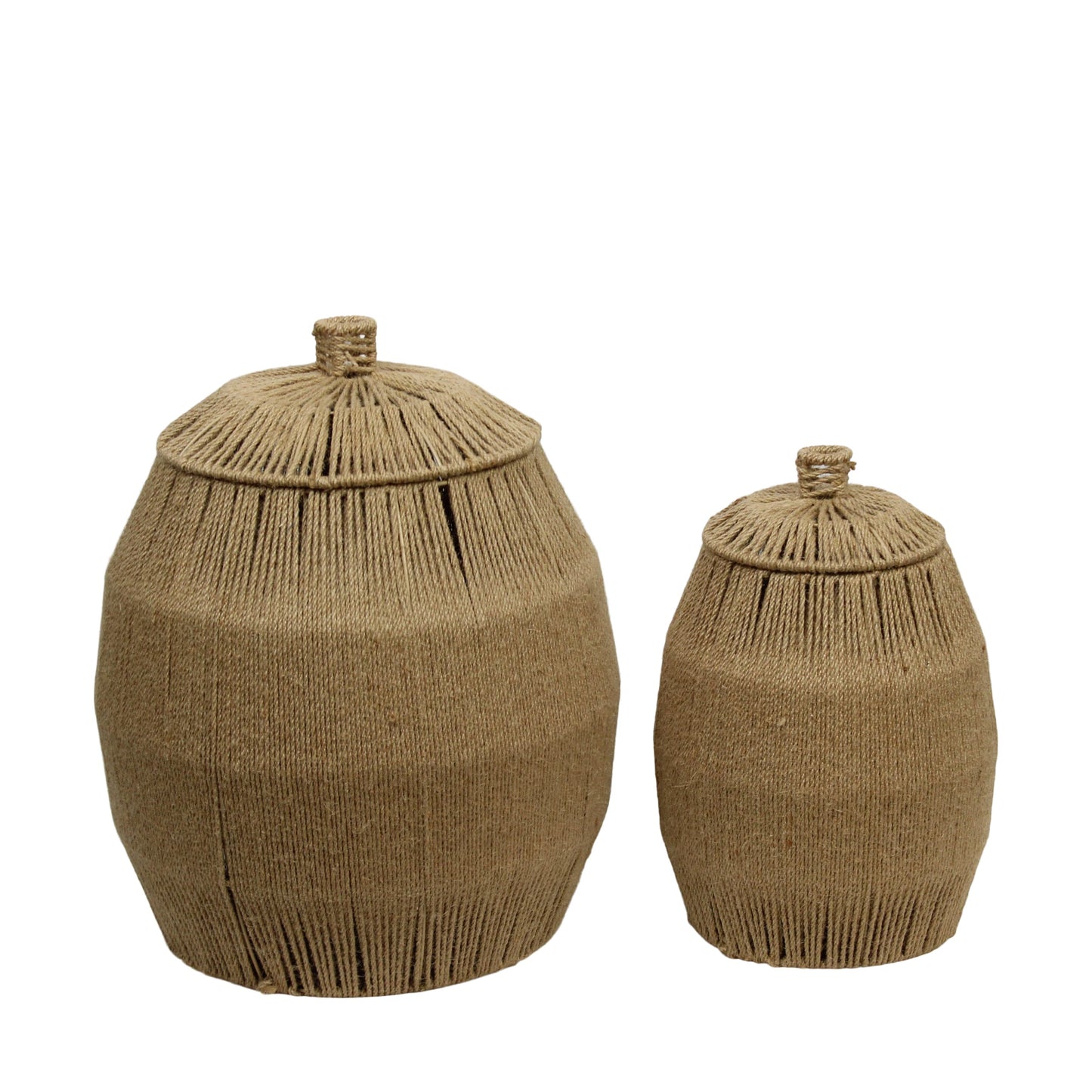 Ronde jute manden naturel set van 2 opbergmanden