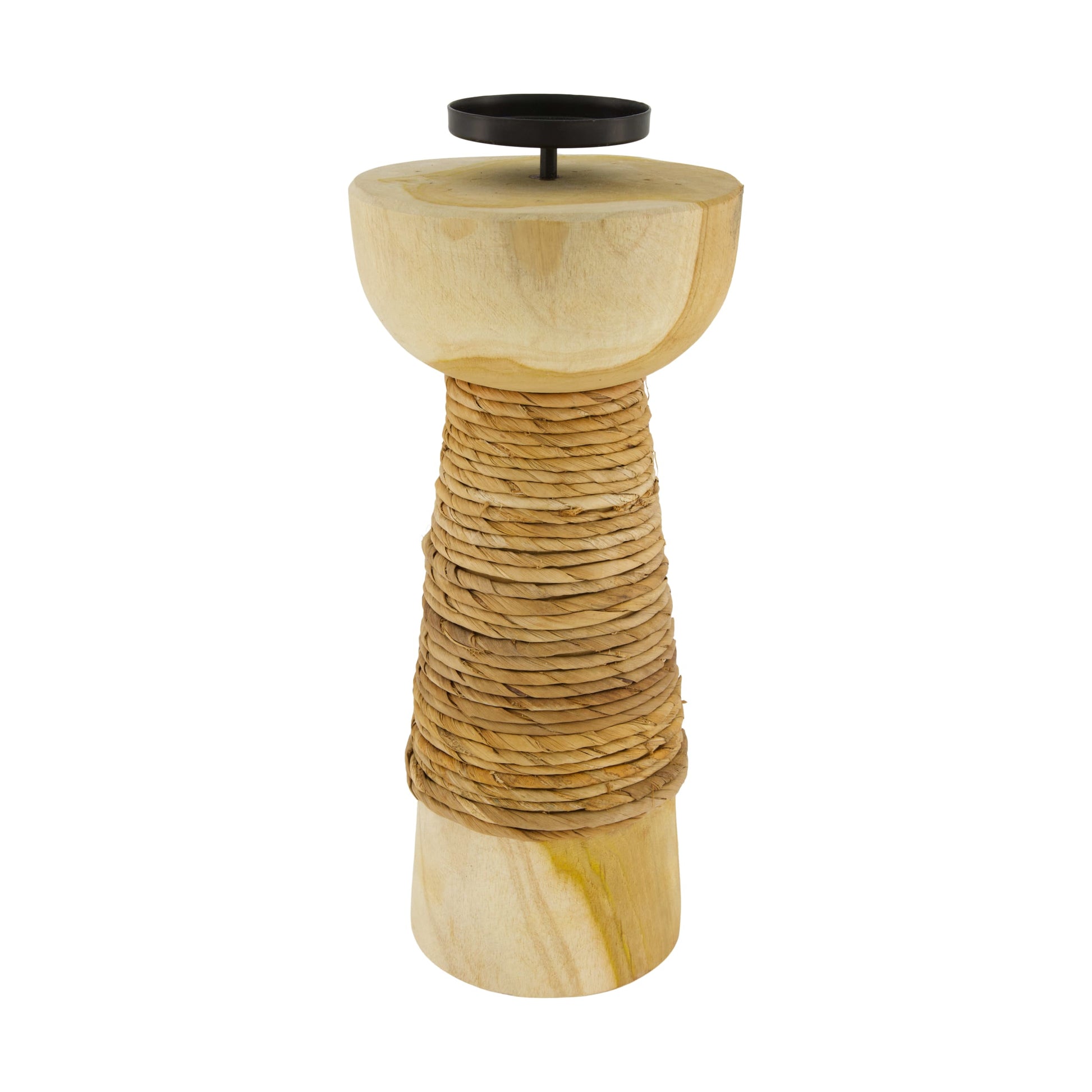 Kaarsenhouder bananenblad teakhout naturel 38 cm