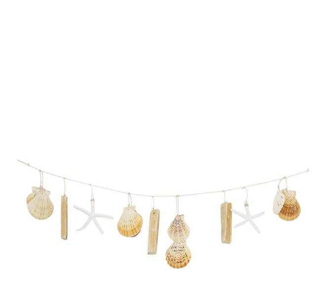 Drijfhout schelpen slinger naturel set van 3 70 cm decoratie