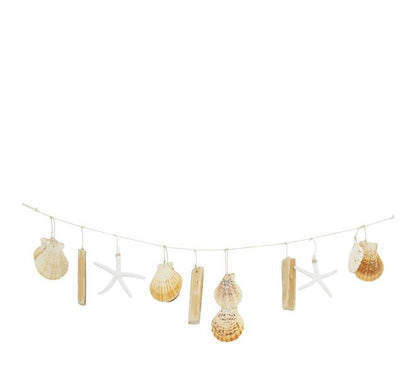 Drijfhout schelpen slinger naturel set van 3 70 cm decoratie