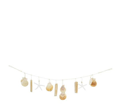Drijfhout schelpen slinger naturel set van 3 70 cm decoratie