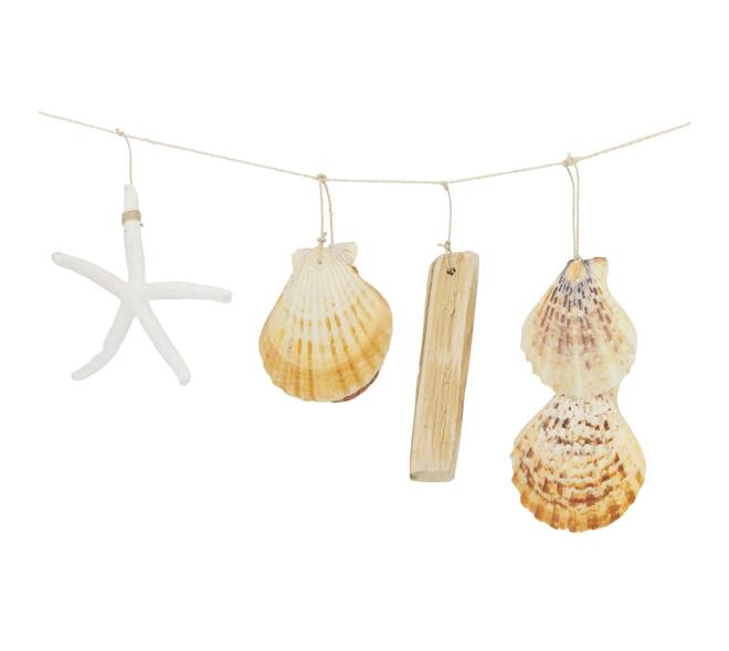 Drijfhout schelpen slinger naturel set van 3 70 cm decoratie