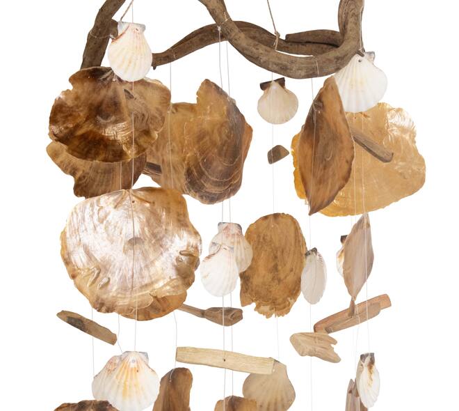 Schelpen mobile hanger perzik naturel 80 cm decoratie