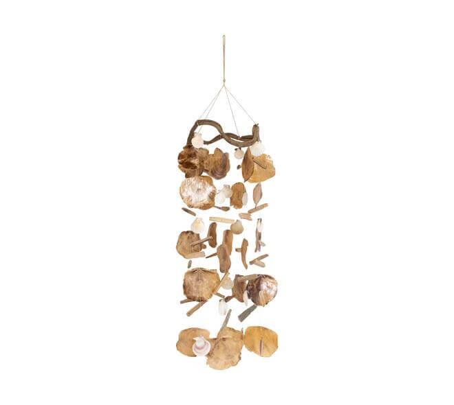 Schelpen mobile hanger perzik naturel 80 cm decoratie