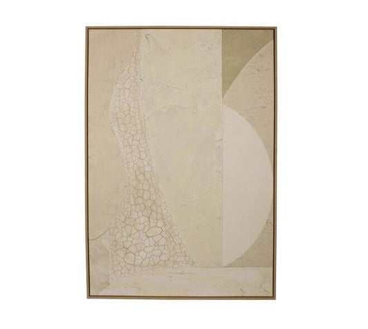 Minimalistische canvas wanddecoratie met lijst beige XL 118 cm