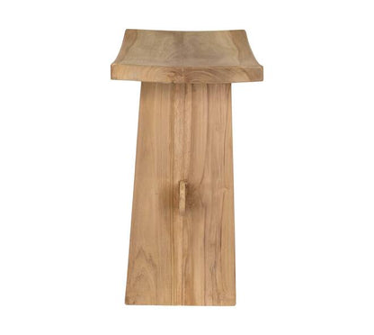 Teakhouten kruk 49x29x50 cm van massief hout, natuurlijke houten kruk als bijzettafel of decoratief meubel in interieurstijl