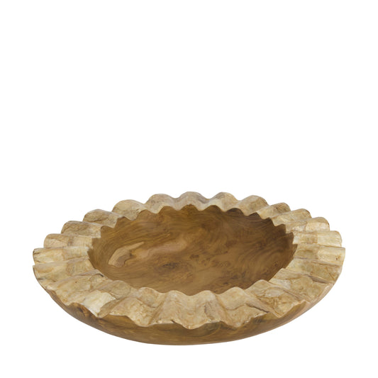 Ronde schaal capiz teakhout naturel goud 38 cm