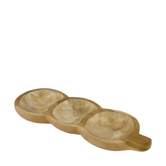 Capiz teakhout schaal naturel goud 35 cm decoratief