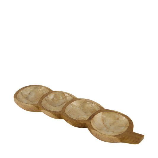 Capiz teakhout schaal naturel goud 42 cm decoratief