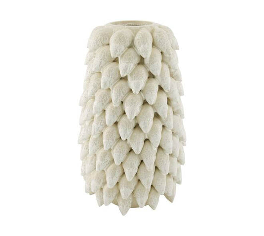 Keramieken vaas met schelpen wit 42 cm statement vaas