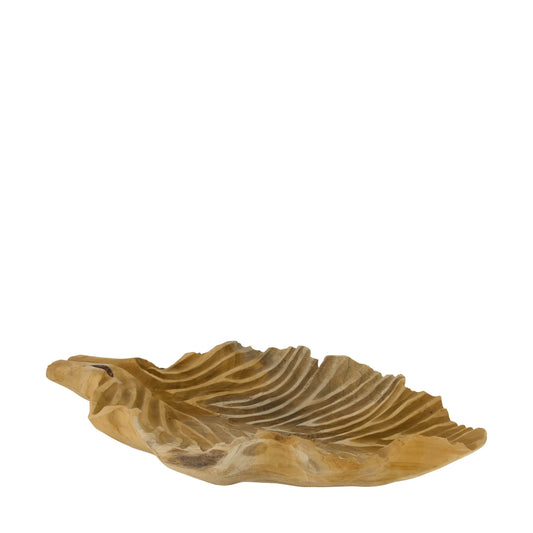 Teakhouten blad naturel decoratief schaalblad 50 cm