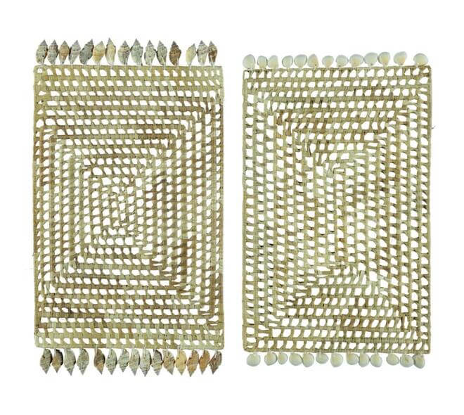 Placemat schelpen mix naturel set van 2 Ø50 cm