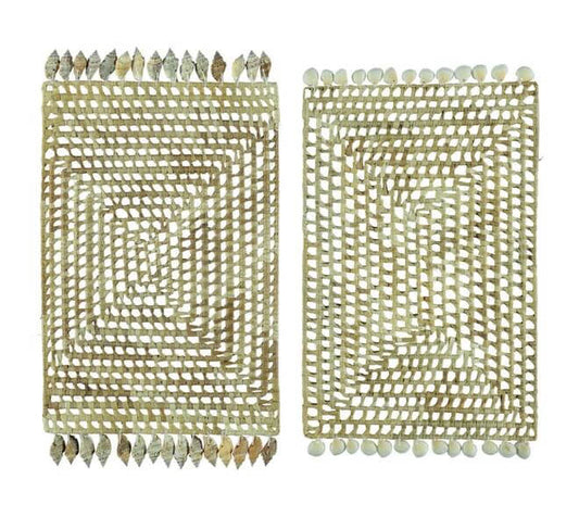 Placemat schelpen mix naturel set van 2 Ø50 cm