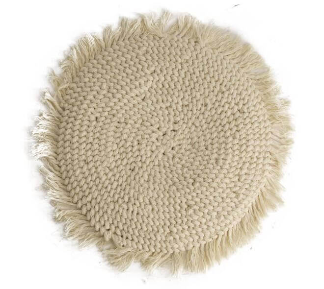 Placemat rond stof met franjes crème Ø28 cm
