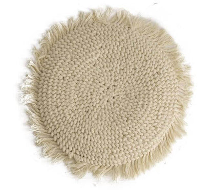 Placemat rond stof met franjes crème Ø28 cm