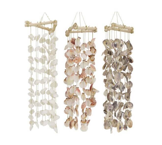 Schelp mobile hanger naturel set van 3 69 cm decoratie
