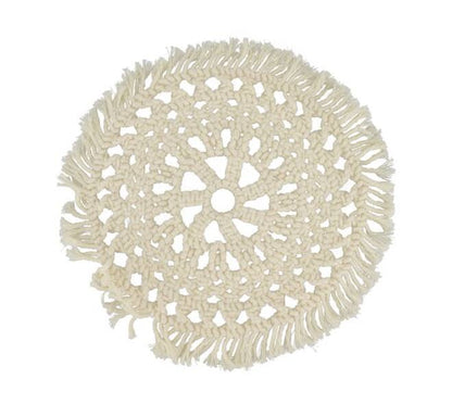 Placemat katoen met franjes wit Ø38 cm