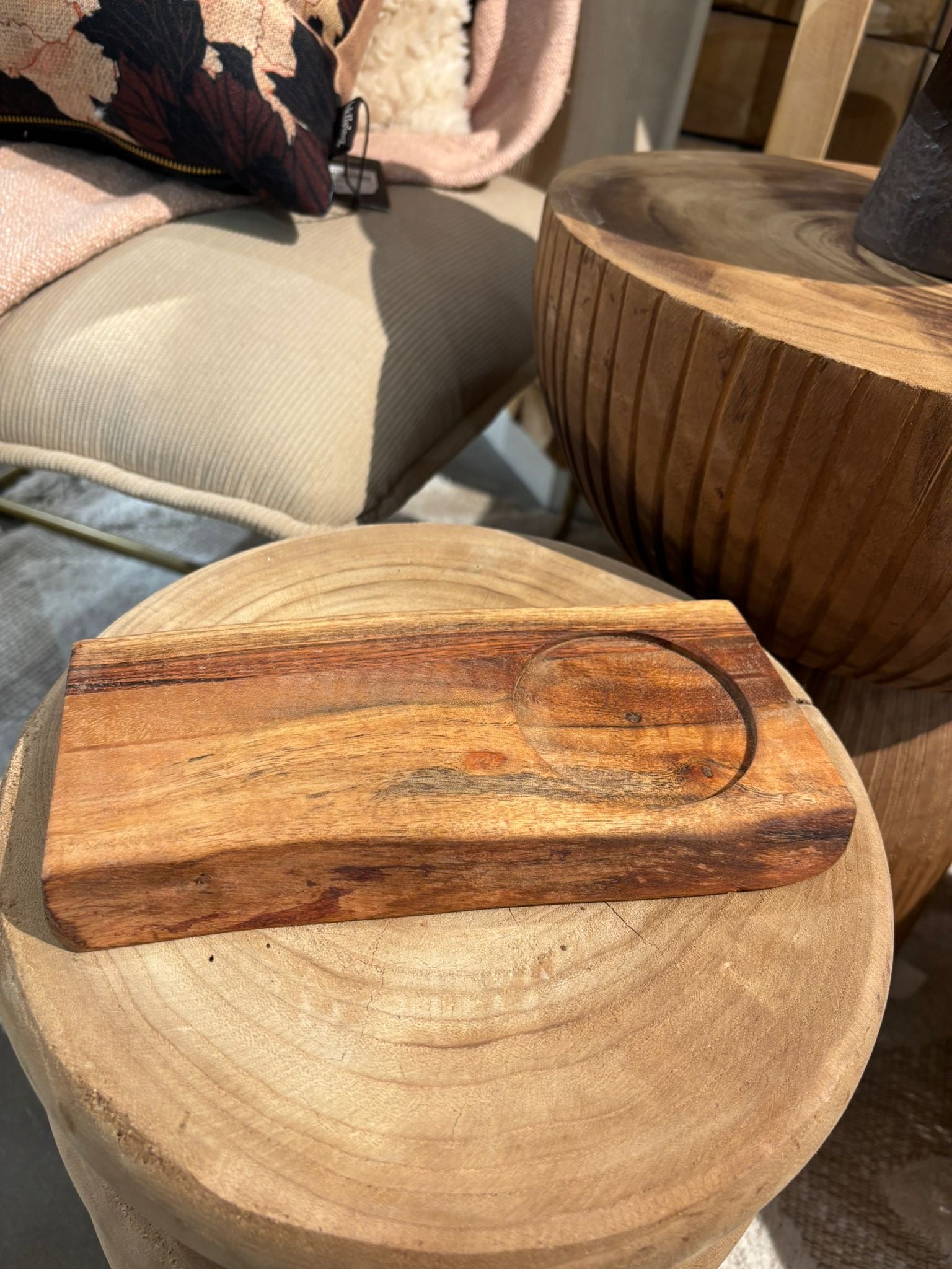Acacia serveerplank met kopjeshouder FSC 100% 22 cm
