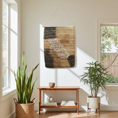 Boho wandkleed jute met hanger naturel 78 cm