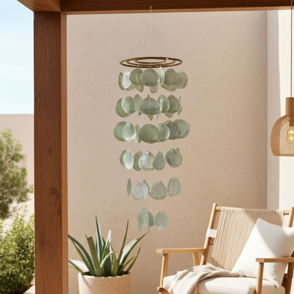 Capiz mobile hanger XL groen 70 cm decoratie