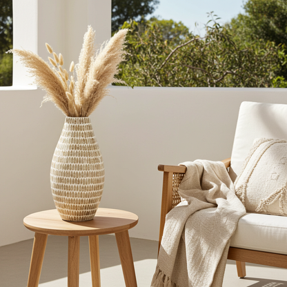 Capiz bamboe vaas 46 cm bruin FSC 100% hoge decoratieve vaas voor droogbloemen en kunsttakken in interieurstijl