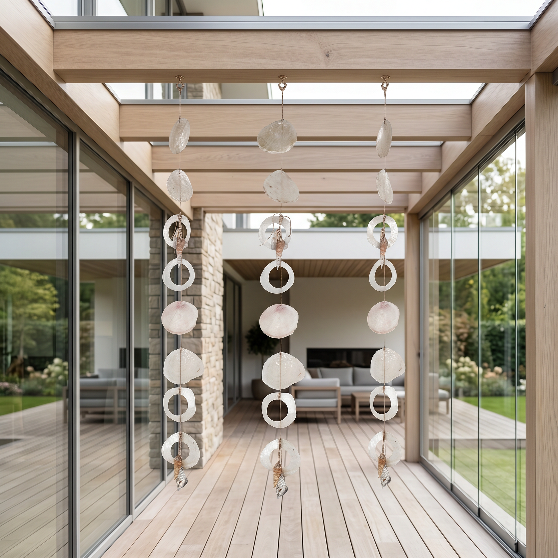 Capiz slinger naturel set van 3 90 cm decoratie
