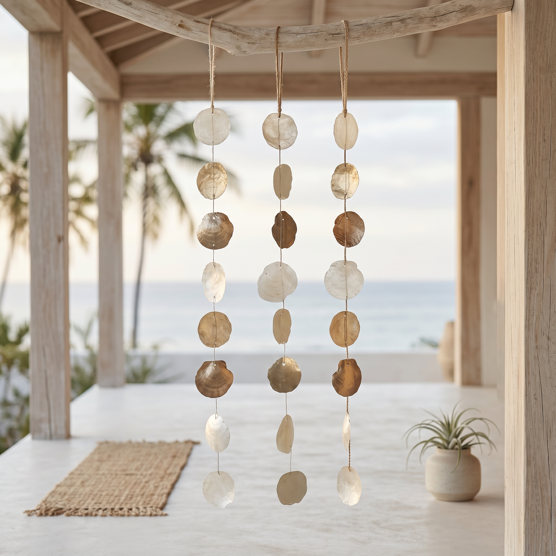Capiz hanger slinger goud mix set van 3 100 cm decoratie