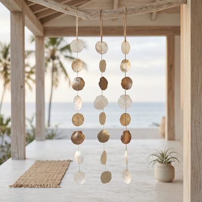 Capiz hanger slinger goud mix set van 3 100 cm decoratie