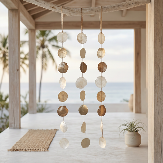 Capiz hanger slinger goud mix set van 3 100 cm decoratie