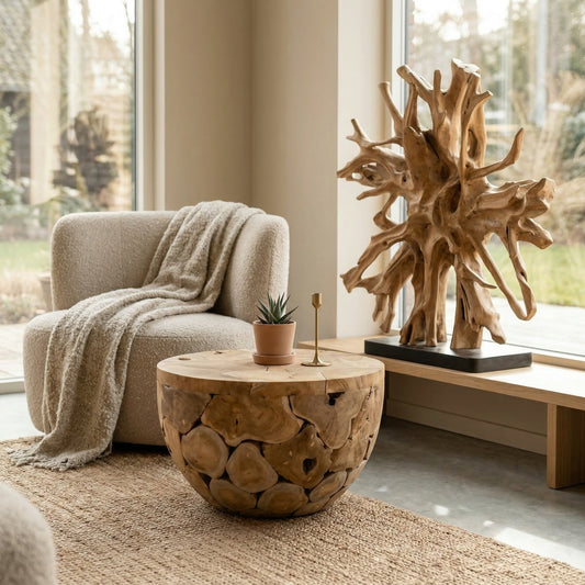 Teak bijzettafel