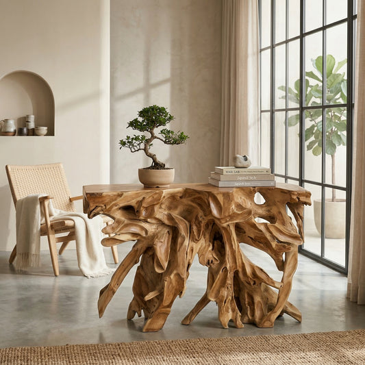 Teak bijzettafel