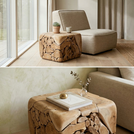 Teak bijzettafel