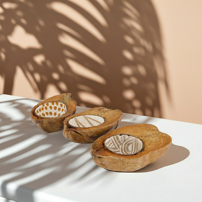 Decoratieve kommen naturel zand set van 3 organisch design