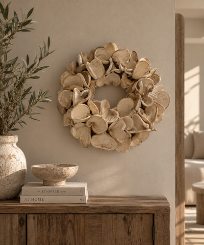 Decoratieve krans van natuurlijke elementen naturel – 55 cm - Youna Label